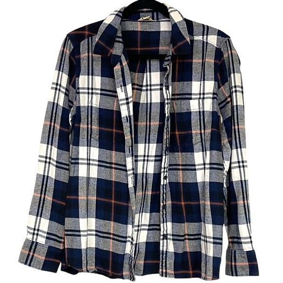 WOOLRICH Women’s Flannel Button Shirt XL Blue White Plaid Soft Long Sleeve Pocke - Picture 10 of 11
